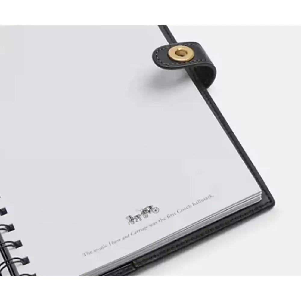 Coach CCD45 Glovetanned Leather Notebook Cover Black Turnlock Gift Box NWT